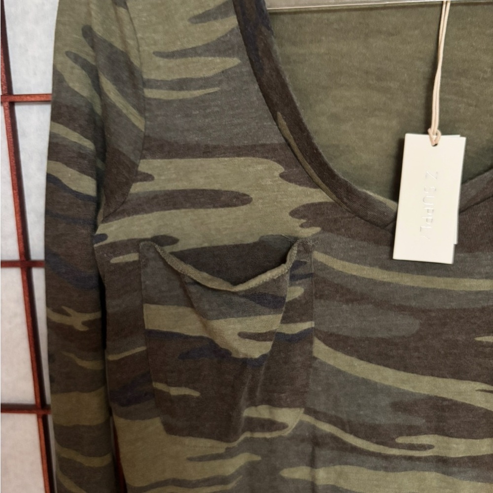 NWT Z Supply Olive Camouflage Long Sleeve Tee - Picture 4 of 7